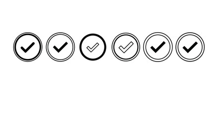 Collection of check mark icons in circles