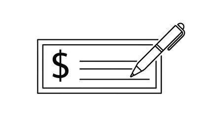 Illustration of a check with a pen
