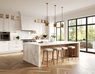Modern Kitchen Design, Island, Hardwood Floors