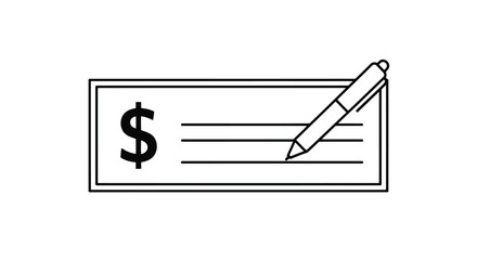 Illustration of a check with a pen