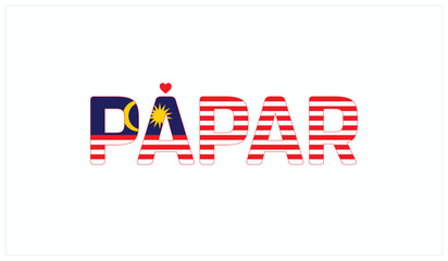 I Love Papar, Typographic Design of I Love Papar on a black background, Flag Typography of Papar with heart, Vector design of I Love Malaysia