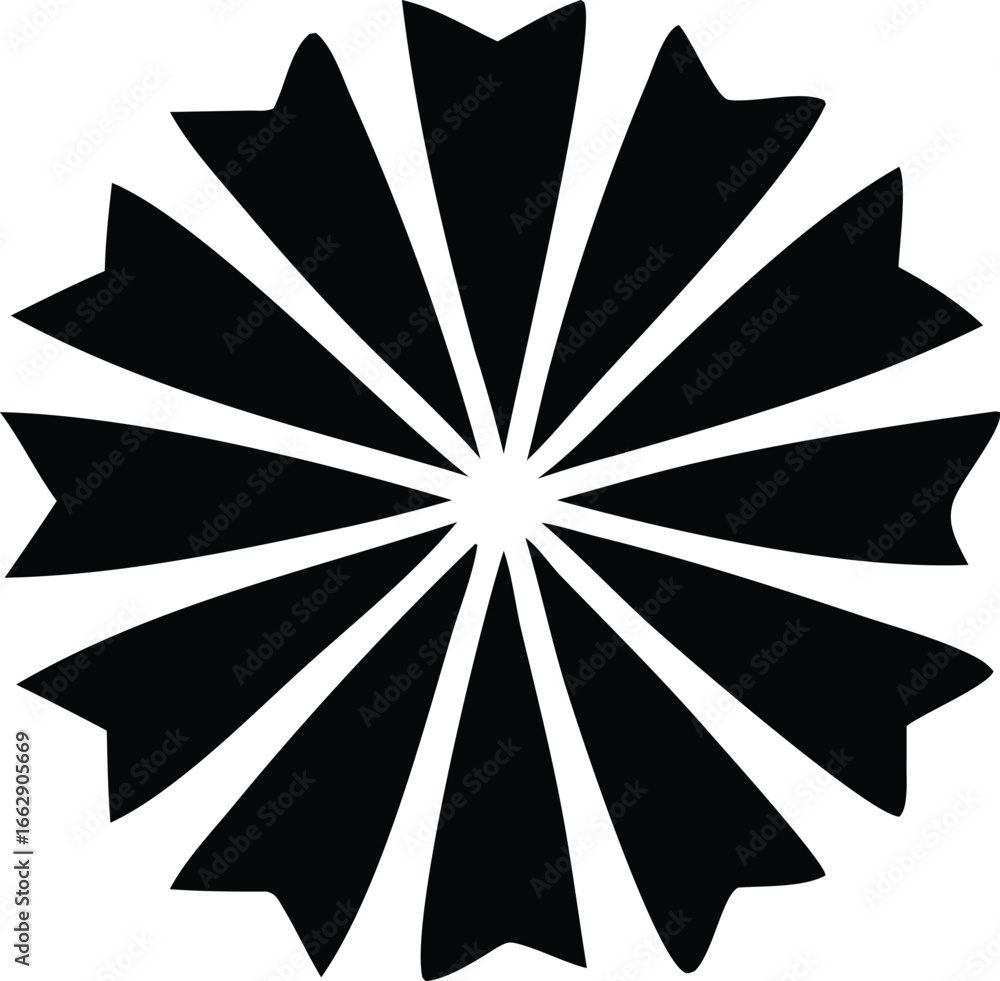 Poster abstract black starburst shape geometric pattern unique radial design symmetric flower like graphic 