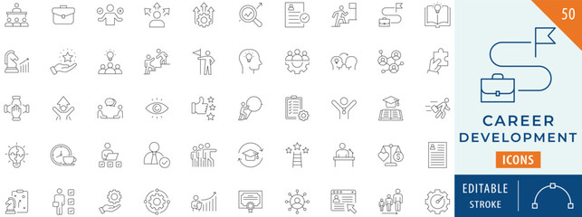 Career Development icon collection set. Editable stroke.
