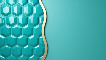 Stylish turquoise background with 3D hexagon relief pattern and soft matte surface, minimal geometric design perfect for business cards, branding or modern presentations.