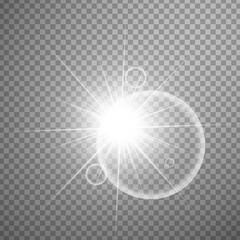 Bright Sunlight Rays Transparent PNG with Lens Flare