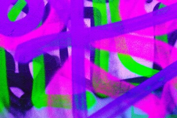 Vibrant graffiti art with neon purple, green, pink splashes of color. 90s style, urban aesthetic, bold strokes, fluid patterns. Posters, street art, modern 90s inspired visuals, urban design.