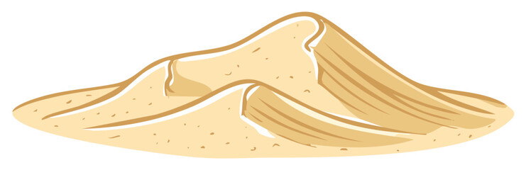 Stylized vector graphic of multiple desert sand dunes and dry sandy hills landscape illustration