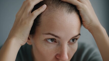 Fototapeta premium Female Hair Loss and Baldness Concern Portrait