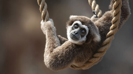 Obraz premium gibbon swinging