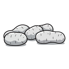 black and white vector silhouette of potatoes on a white background