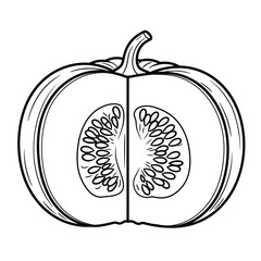 black and white vector pumpkin silhouette on a white background