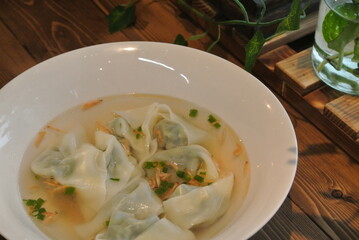 vegetable dumplings with soup
