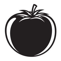 black and white vector silhouette of tomatoes on a white background