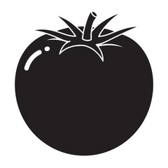 black and white vector silhouette of tomatoes on a white background