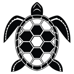 Obraz premium Majestic sea turtle silhouette with hexagonal pattern shell great for marine life designs