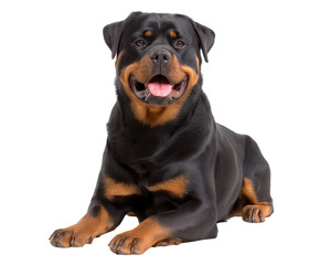 Happy Rottweiler Dog Portrait isolated on a transparent background
