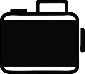 Simple silhouette of a modern digital camera with lens and handle for photography and imaging concepts