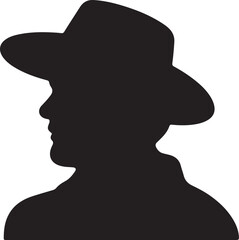 Side Silhouette Man Hat Vintage Style Profile Person Retro Fashion