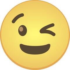Winking Face Emoji Flat Vector - Happy Yellow Emoticon  Smiley SVG