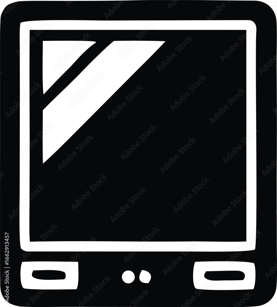 Aufkleber simple hand drawn icon of a tablet device with a reflective screen and control buttons