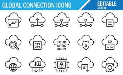 Networking and Cloud Computing Icons for Business Solutions