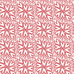 Repeating background of cute love symbol. Seamless pattern with doodle red heart