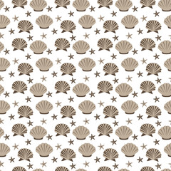 Repeating background of seashell. Seamless pattern of beach theme. Summer element