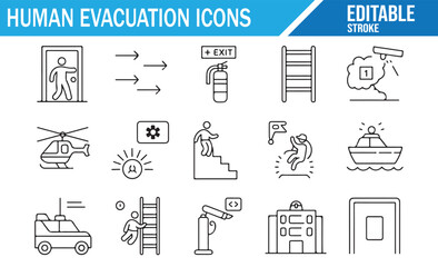 Evacuation and Fire Safety Icons for Crisis Management