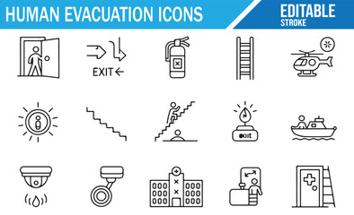 Naklejka premium Emergency Evacuation Icons for Safety Plans