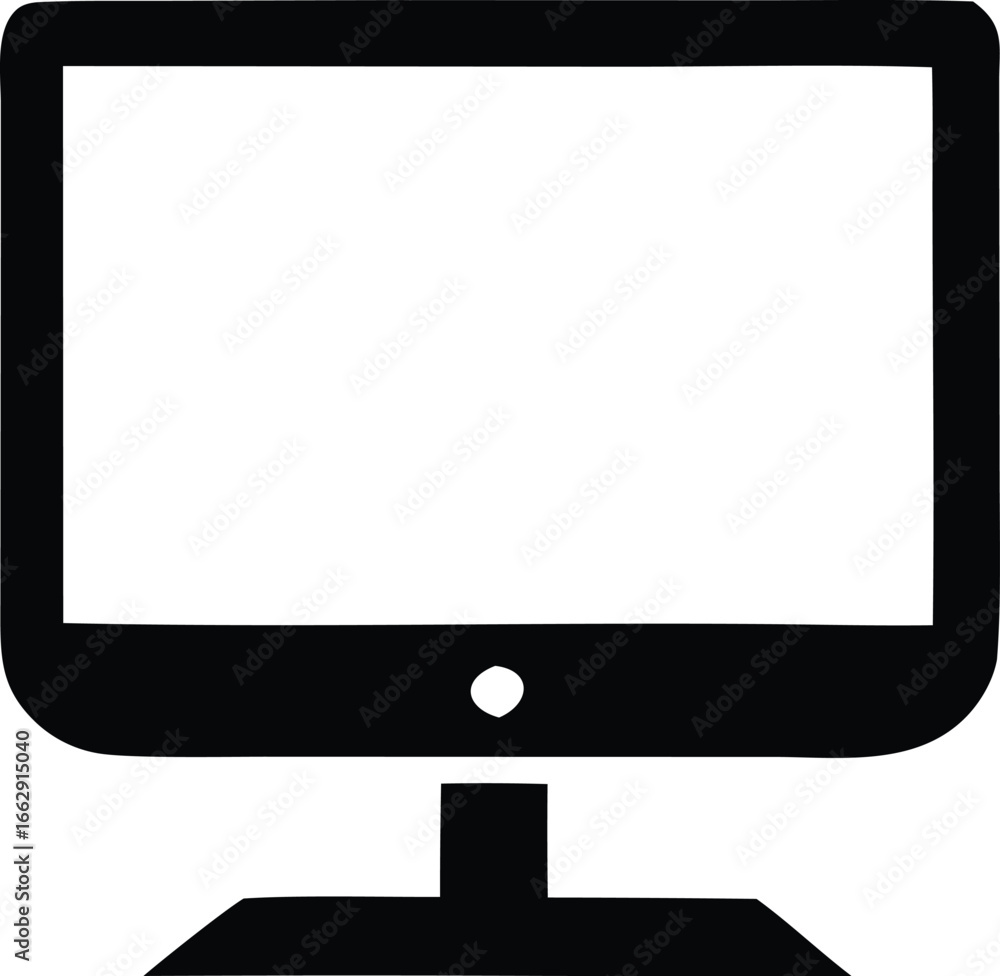 Aufkleber simple black and white icon of a computer monitor displaying a blank white screen for digital conten