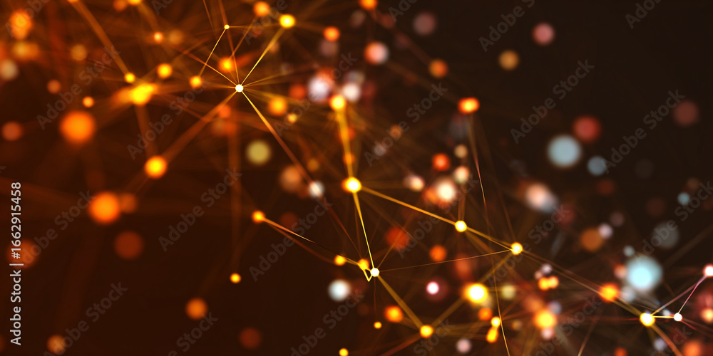 Poster glowing network of interconnected points and lines abstract background
