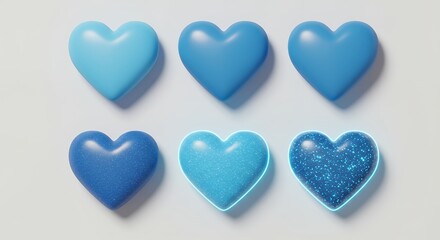 Fototapeta premium Light blue hearts graphic design element