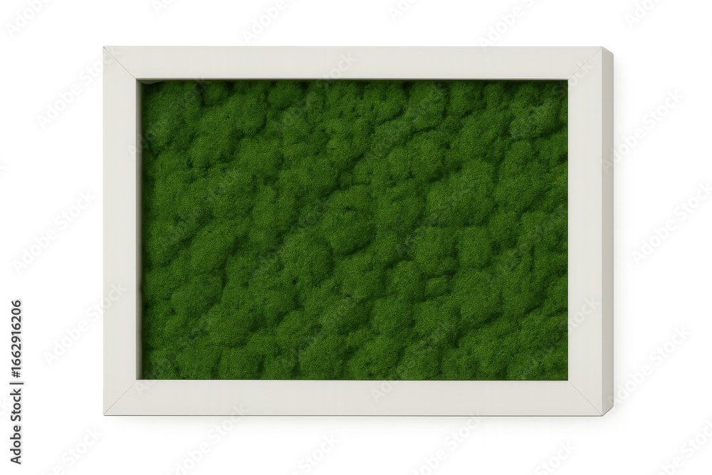 Poster rectangular white frame displaying a vibrant green moss texture, perfect for nature-inspired designs