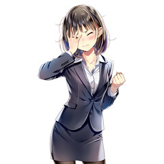 失敗を悔しがるビジネスウーマン（漫画・アニメ調）
