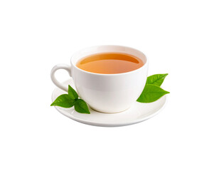 Teacup and tea set isolated on white background