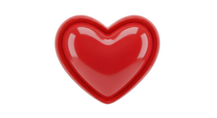 Fototapeta premium Glossy red heart icon, 3D plastic heart symbol for Valentine's Day, shiny romantic love button for UI design isolated on White Background