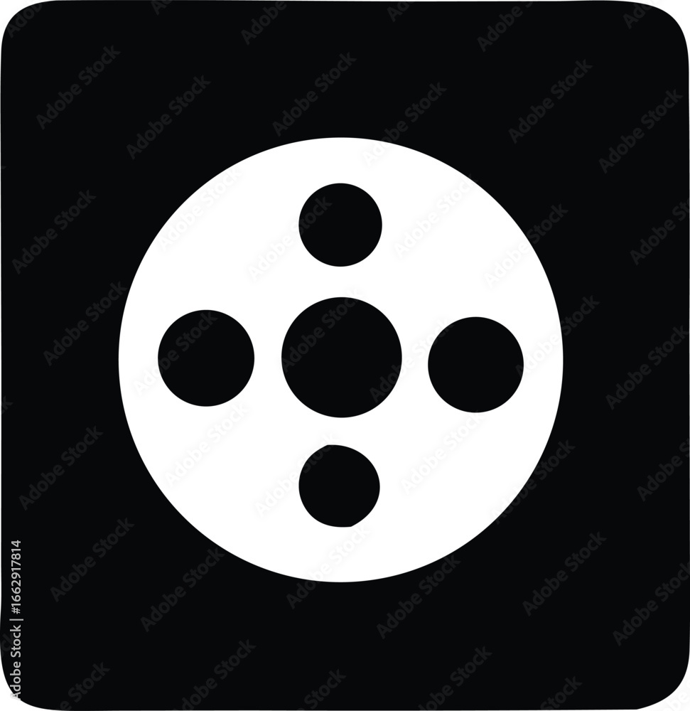 Poster abstract geometric circular design with central dot and four surrounding dots creating a modern and 