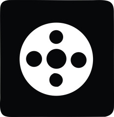 Fototapeta premium Abstract geometric circular design with central dot and four surrounding dots creating a modern and minimalist emblem or icon.