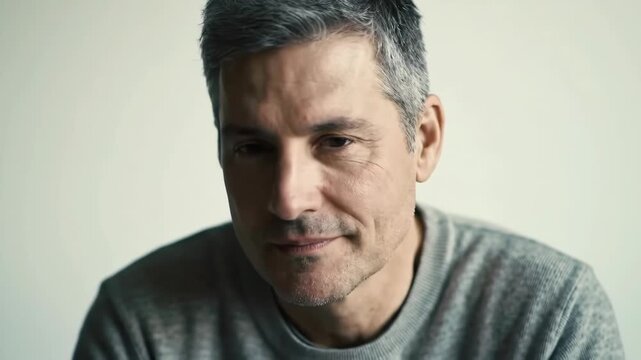Intimate Portrait Middle-Aged Man Reflects
