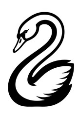 Obraz premium Elegant black and white graphic of a swan with its neck curved gracefully. A symbol of beauty, grace, and purity.