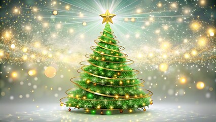 Obraz premium Decorated christmas tree with sparkling lights and a star