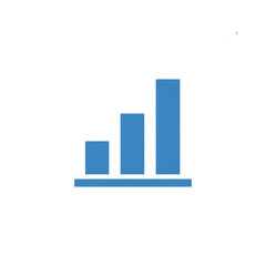 Blue bar graph showing upward trend isolated on transparent background