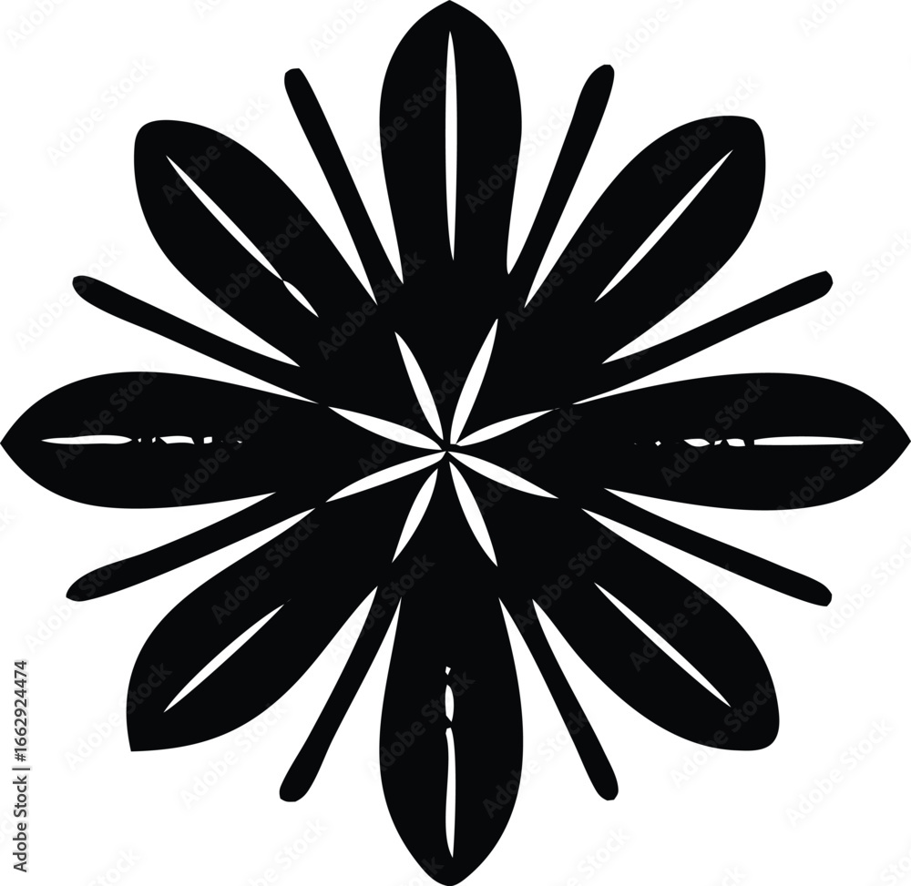 Poster intricate black floral motif abstract geometric design symmetry pattern for decorative applications 