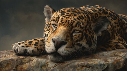 Obraz premium jaguar on rock