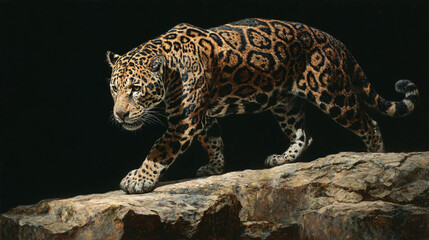 Fototapeta premium jaguar on rock