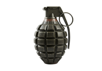 Military Grenade: Close-up of a Hand Grenade isolated on transparent background