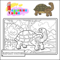 Elephant tortoise, outline illustration, coloring page for kids