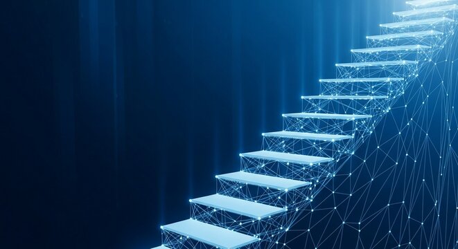 Digital Transformation Staircase Leading Towards a Bright Future and Innovation Success