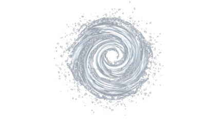 Water splashing creating fluid spray spiral drip. Pure motion and transparent water. Blue freshness and nature