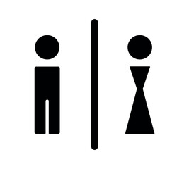 Male and Female Restroom Door Sign Icon, Minimal Toilet Symbols for Bathroom Direction and Wayfinding